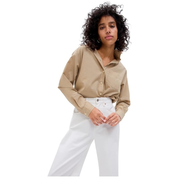 Gap The Big Shirt in Tan Oversized Button Down, L - Picture 2 of 7